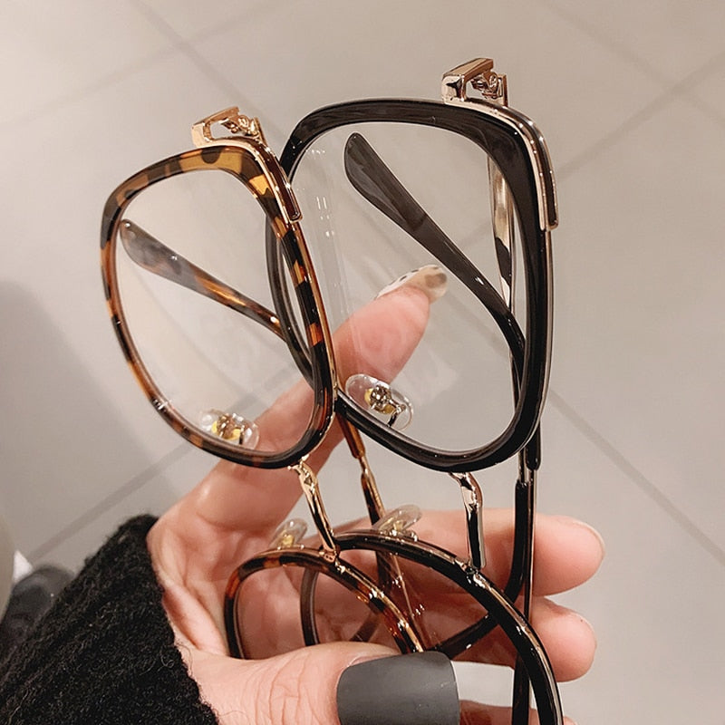 Oversized Square Women Glasses Frame Vintage Clear