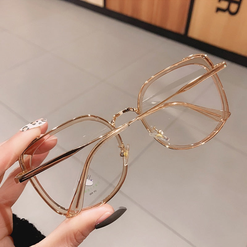 Oversized Square Women Glasses Frame Vintage Clear