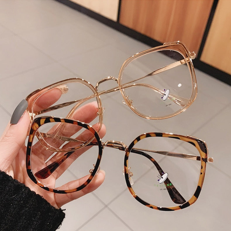 Oversized Square Women Glasses Frame Vintage Clear