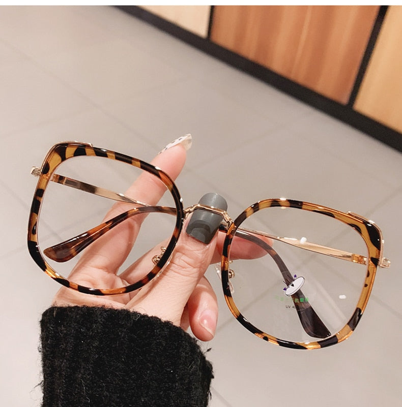 Oversized Square Women Glasses Frame Vintage Clear