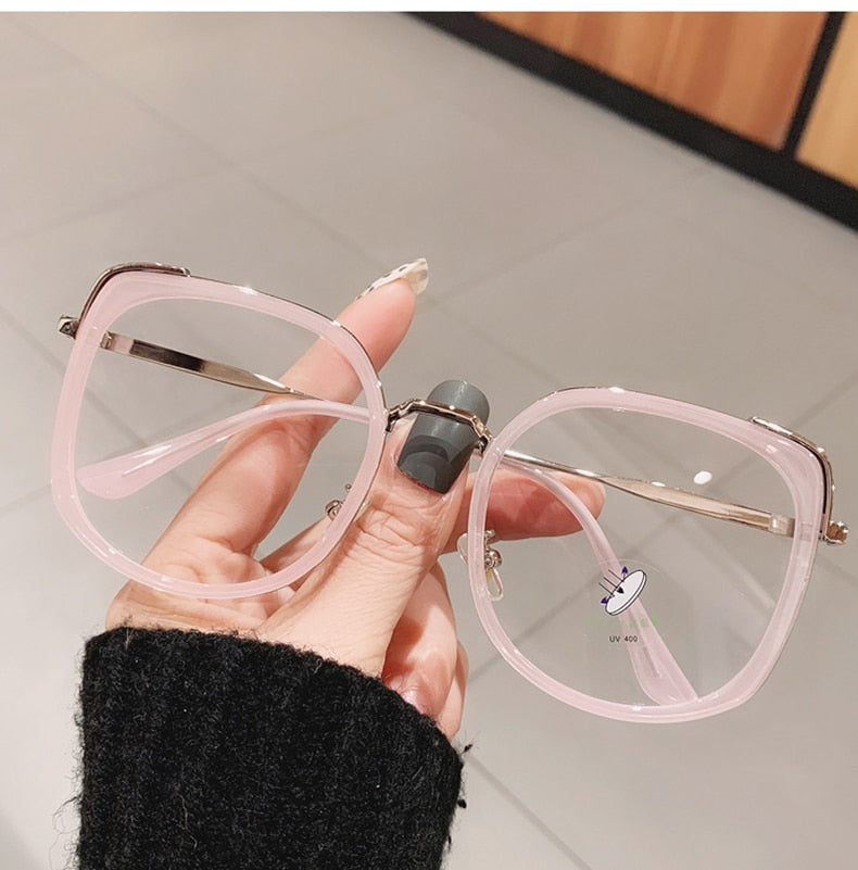 Oversized Square Women Glasses Frame Vintage Clear