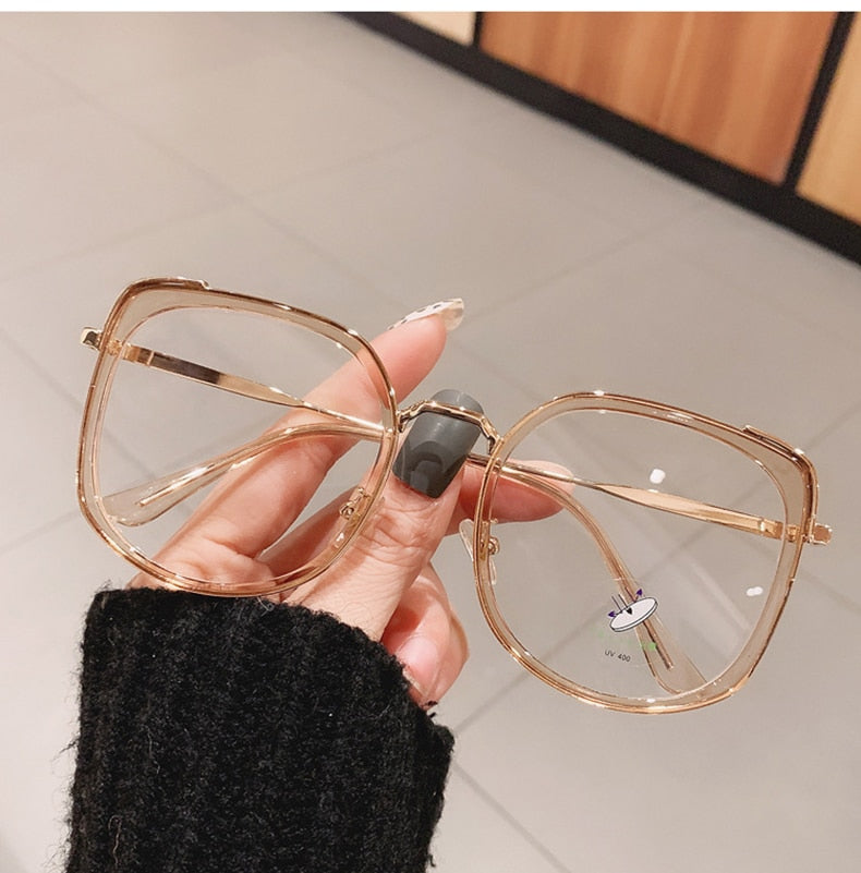 Oversized Square Women Glasses Frame Vintage Clear