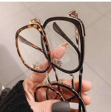 Oversized Square Women Glasses Frame Vintage Clear
