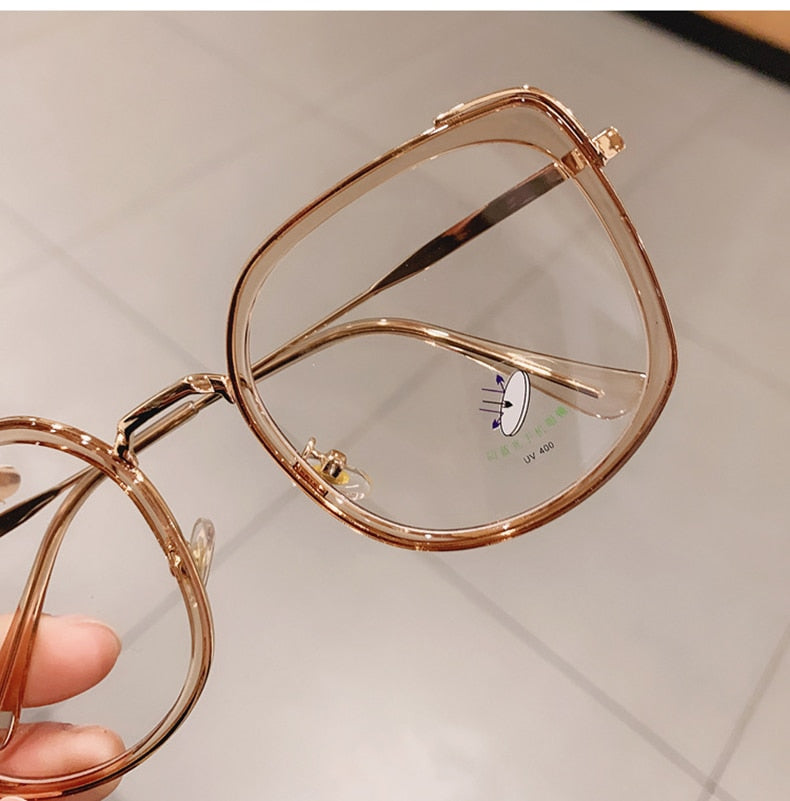 Oversized Square Women Glasses Frame Vintage Clear