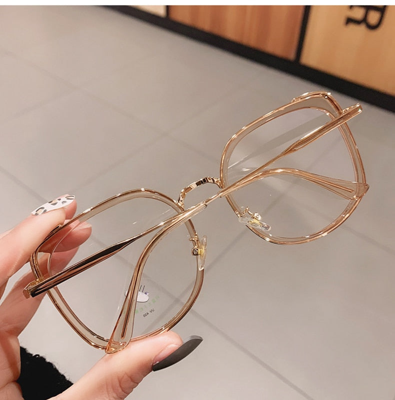 Oversized Square Women Glasses Frame Vintage Clear