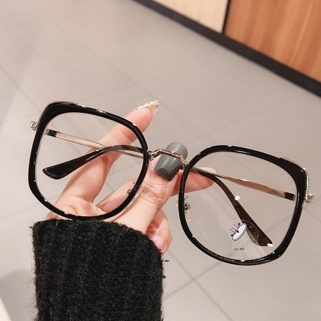 Oversized Square Women Glasses Frame Vintage Clear