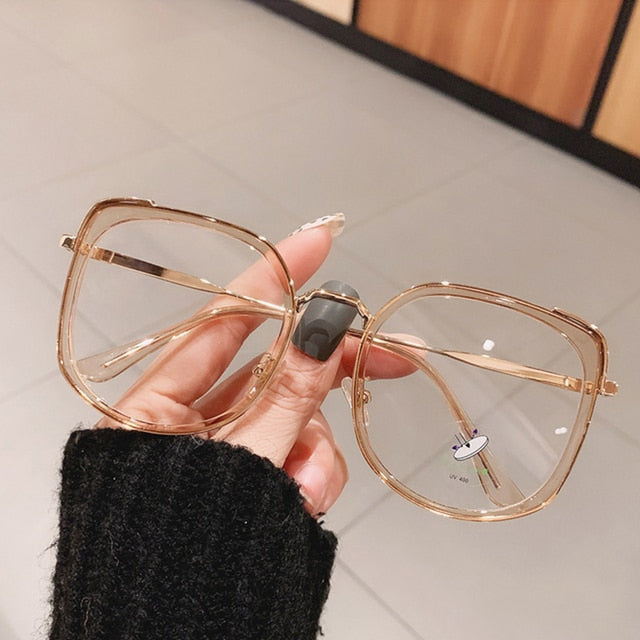 Oversized Square Women Glasses Frame Vintage Clear