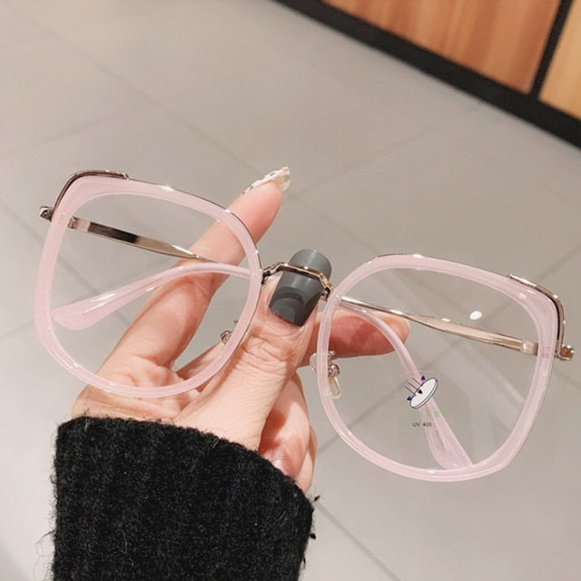 Oversized Square Women Glasses Frame Vintage Clear