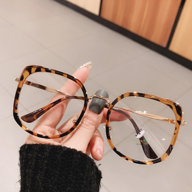 Oversized Square Women Glasses Frame Vintage Clear