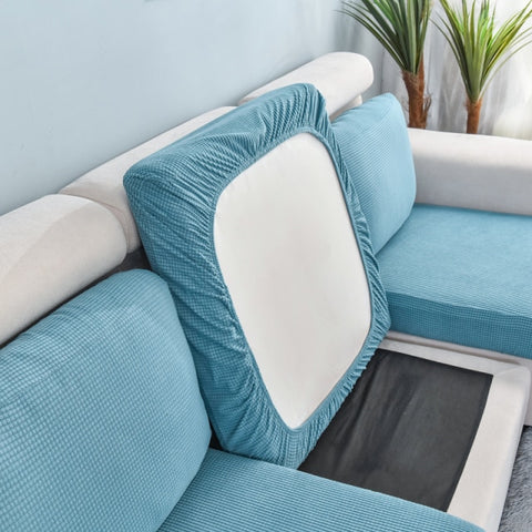 Sofa Seat Cushion Cover Furniture Protector Fleece Stretch Washable Removable Slipcover