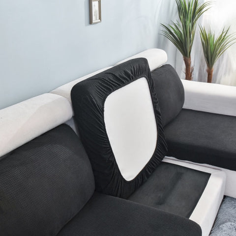 Sofa Seat Cushion Cover Furniture Protector Fleece Stretch Washable Removable Slipcover