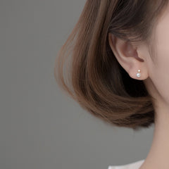 Genuine Zircon Pearl Mini Small Stud Earrings