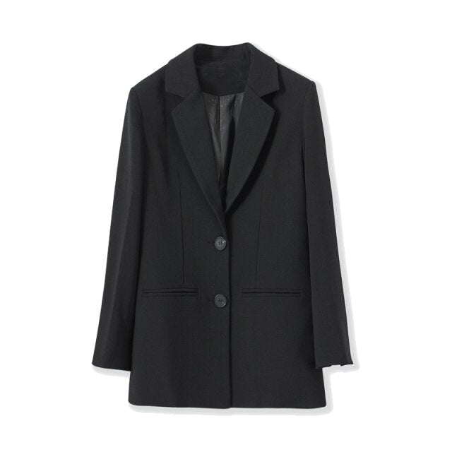 Elegant Long Sleeve Slim Blazer Jacket Women Casual Black Outwear