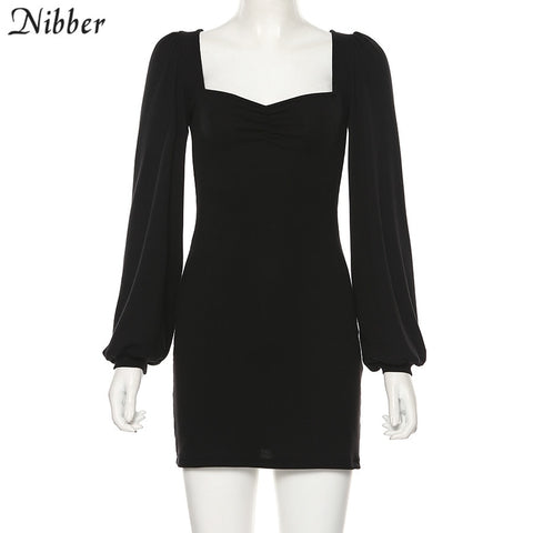 Knitting Full Sleeve Low Cut Dress Women's Office Lady Street Casual