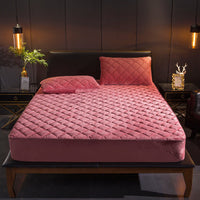 Plush Thicken Quilted Mattress Cover Warm Soft Crystal Velvet