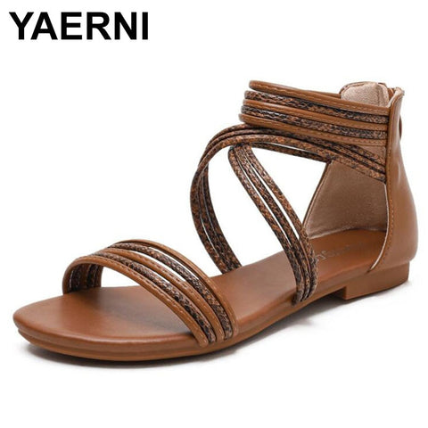 Wedge  Roman Casual Flat  Strappy Ankle Platform Sandals