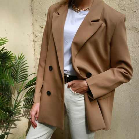 Blazer Women Double Breasted Oversized Suits Jacket Official