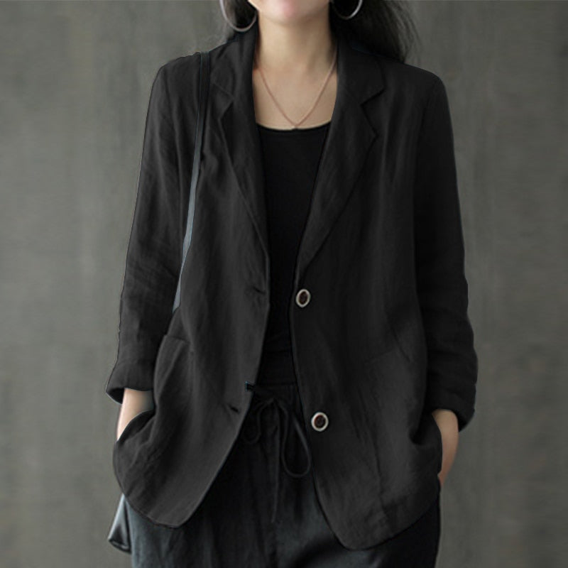 Fashion Cotton Blazers Women's Autumn Coats Casual Long Sleeve