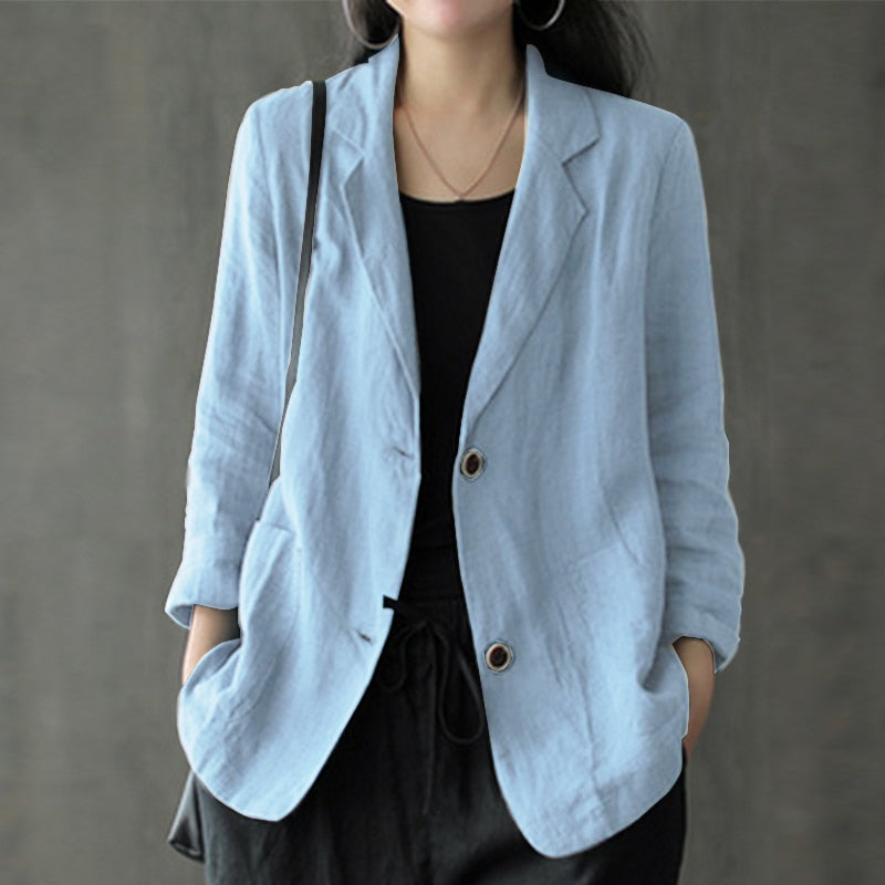 Fashion Cotton Blazers Women's Autumn Coats Casual Long Sleeve