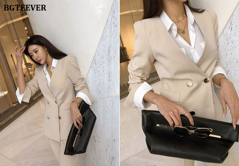 Elegant Women Blazer Suit Autumn Office Ladies Pant Suits