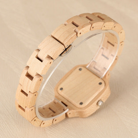 Minimalist Simple Square Wood Watch Women's Clock Slim Light-ultra