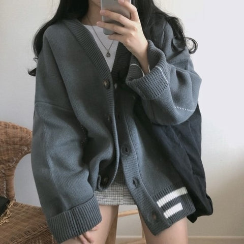 Knitted Cardigans Sweater Winter Solid Basic Elegant Tops Oversized
