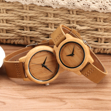 Minimalist Wood Watches Men Simple Pure Bamboo  Wooden Watch