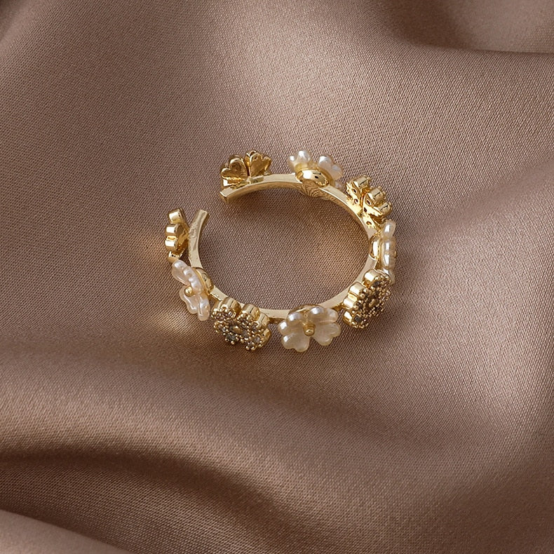 Flower Ring Temperament Sweet Simple Opening Ring