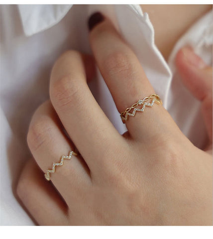 Sterling Silver  Twist Zircon Round Ring