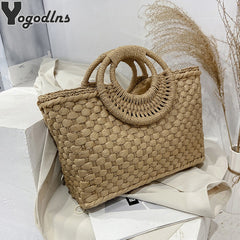 Summer Beach Weave Beach Bag Woven Bucket Bag Casual Handbags