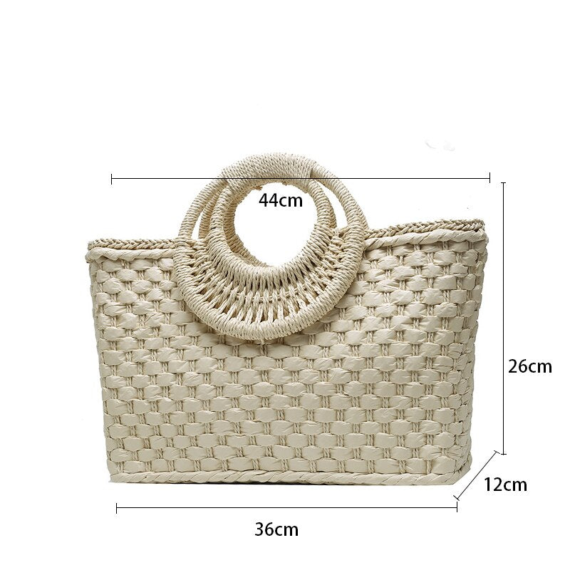 Summer Beach Weave Beach Bag Woven Bucket Bag Casual Handbags