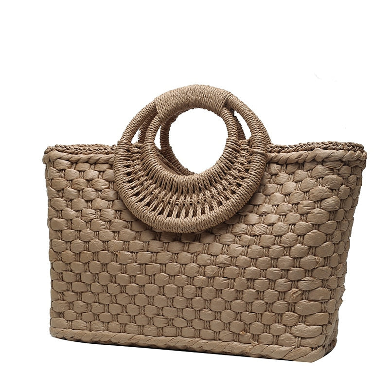 Summer Beach Weave Beach Bag Woven Bucket Bag Casual Handbags