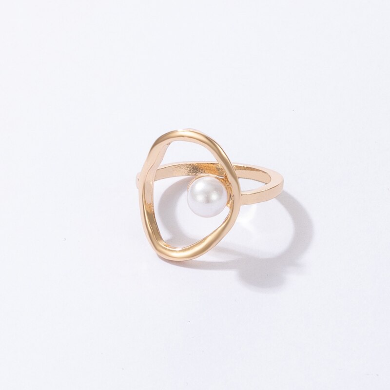 Elegant Pearl Stone Joint Ring Gold Color Alloy metal Jewelry Gift