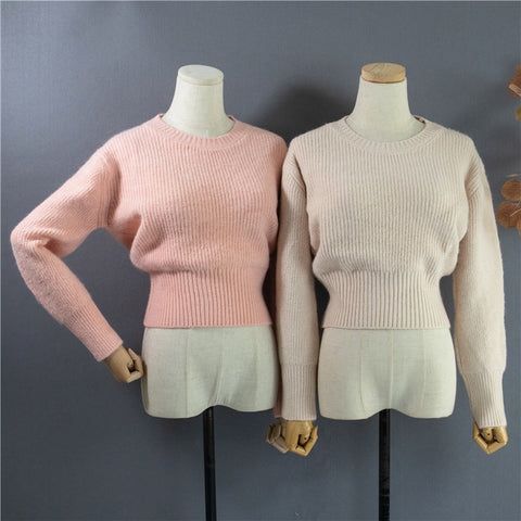 Women's Sweater Pullovers Warm Minimalist Short Elegant Solid Sweet Jumpers