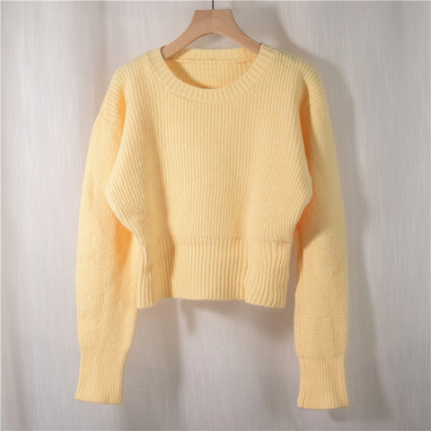 Women's Sweater Pullovers Warm Minimalist Short Elegant Solid Sweet Jumpers