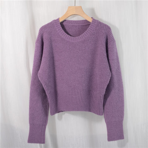 Women's Sweater Pullovers Warm Minimalist Short Elegant Solid Sweet Jumpers
