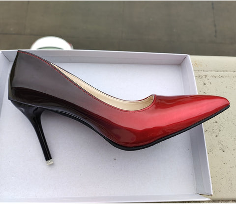Pointed Toe Women Thin Heel Shoes 10cm Heels Pointed Toe Patent Leather