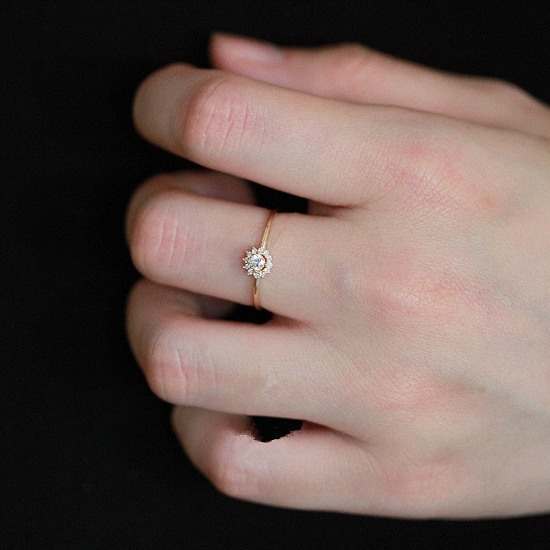 Simple Sunflower Ring Crystal Fashion