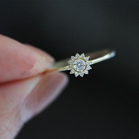 Simple Sunflower Ring Crystal Fashion
