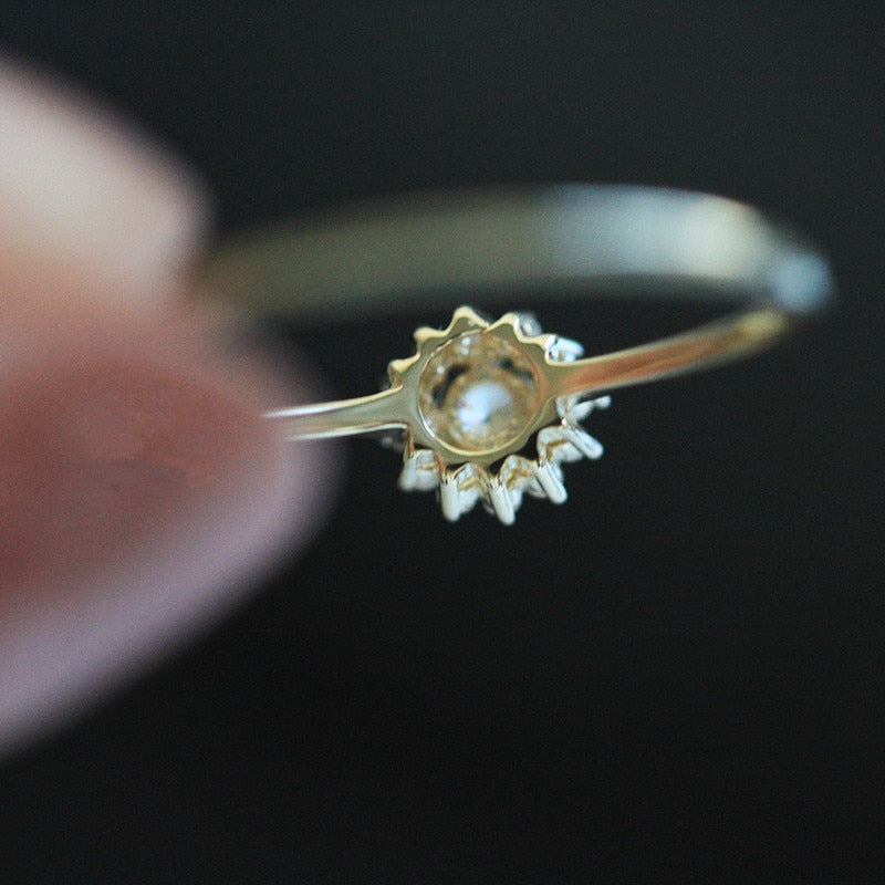 Simple Sunflower Ring Crystal Fashion