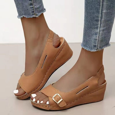 Wedge Heels Shoes Women Comfortable Sandals Slip-on Flat Sandals Platform