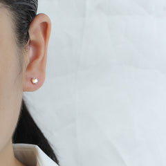 Round CZ Screw Beads Stud Earrings  Minimalist Jewelry