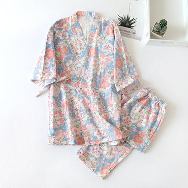 style kimono cotton fresh style pajamas suit female casual