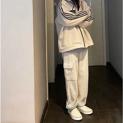 Women's Cargo Pants Corduroy Wide Leg Pocket Jogger Trousers