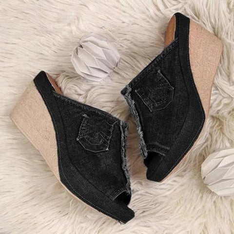 Lady Slope Female Fish Mouth Platform High Heels Wedge Shoes