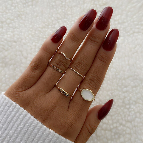Women's Simple Gold Alloy Joint Ring Set Vintage Geometric