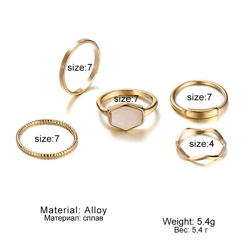 Women's Simple Gold Alloy Joint Ring Set Vintage Geometric