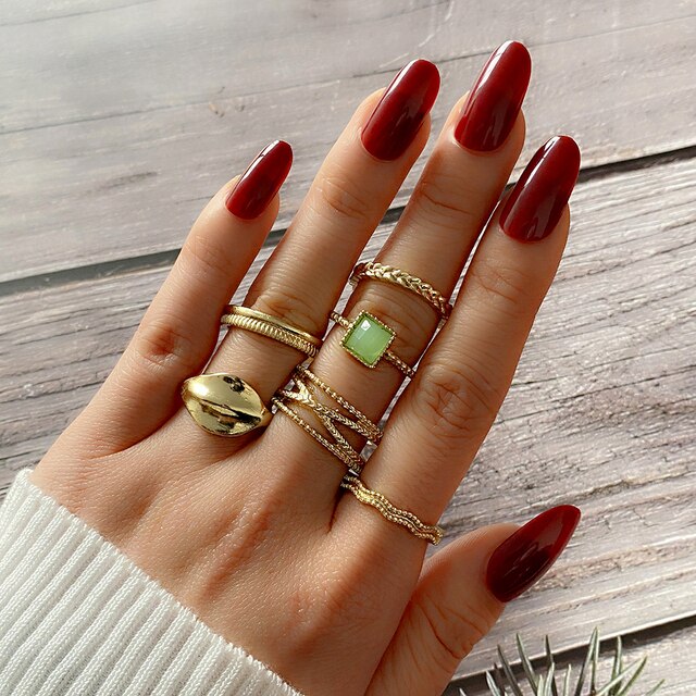 Women's Simple Gold Alloy Joint Ring Set Vintage Geometric