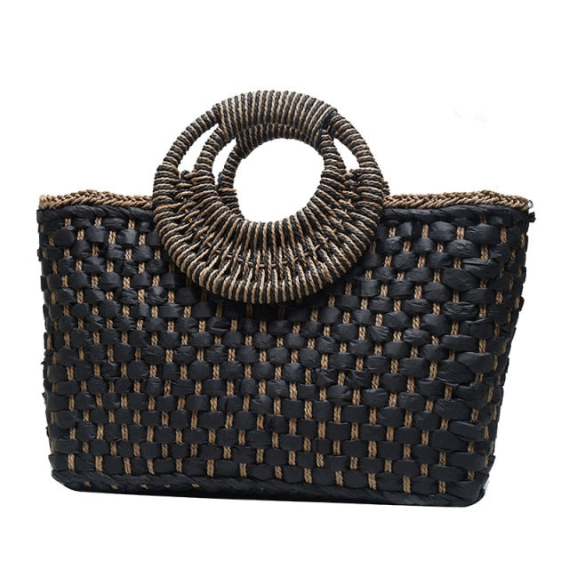 Summer Beach Weave Beach Bag Woven Bucket Bag Casual Handbags