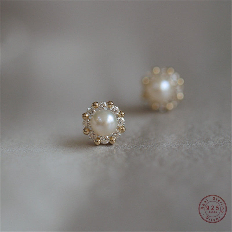 Simple Pearl Stud Earrings Women Jewelry Gift